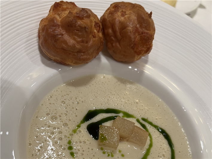 soup and gougeres